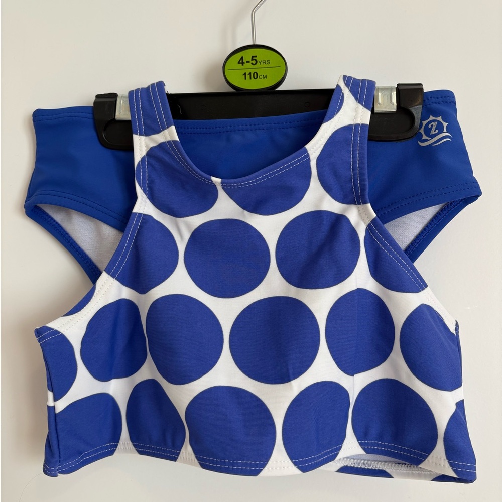 SwimZip two piece Blue and White Polka Dot Kids Swim 5T